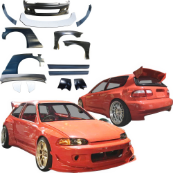 VSaero FRP TKYO Wide Body Kit w Wing 13pc for Honda Civic EG 1992-1995 > 3dr Hatchback image - 1