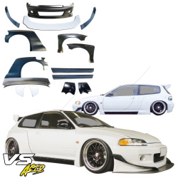 VSaero FRP TKYO Wide Body Kit w Wing 13pc for Honda Civic EG 1992-1995 > 3dr Hatchback image - 5