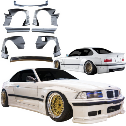 VSaero FRP TKYO Wide Body Kit 12pc w Wing for BMW 318i 325i (E36) 1992-1998 > 2dr Coupe image - 2