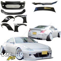 VSaero FRP TKYO Wide Body Kit w Wing 10pc for Nissan 350Z (Z33) 2003-2008 image - 5