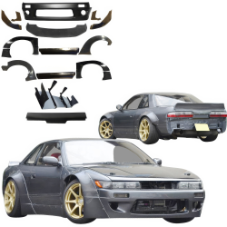 VSaero FRP TKYO v2 Wide Body Kit w Wing 11pc for Nissan Silvia (S13) 1989-1994 > 2dr Coupe image - 1