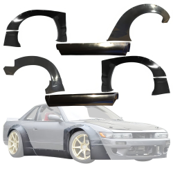 VSaero FRP TKYO v2 Wide Body Flares & Side Skirts 6pc for Nissan Silvia (S13) 1989-1994 > 2dr Coupe image - 2