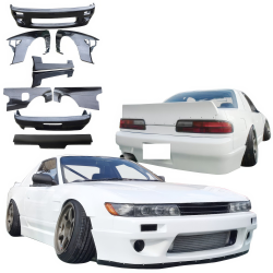 VSaero FRP TKYO v1 Wide Body Kit w Wing 10pc for Nissan Silvia (S13) 1989-1994 > 2dr Coupe image - 4