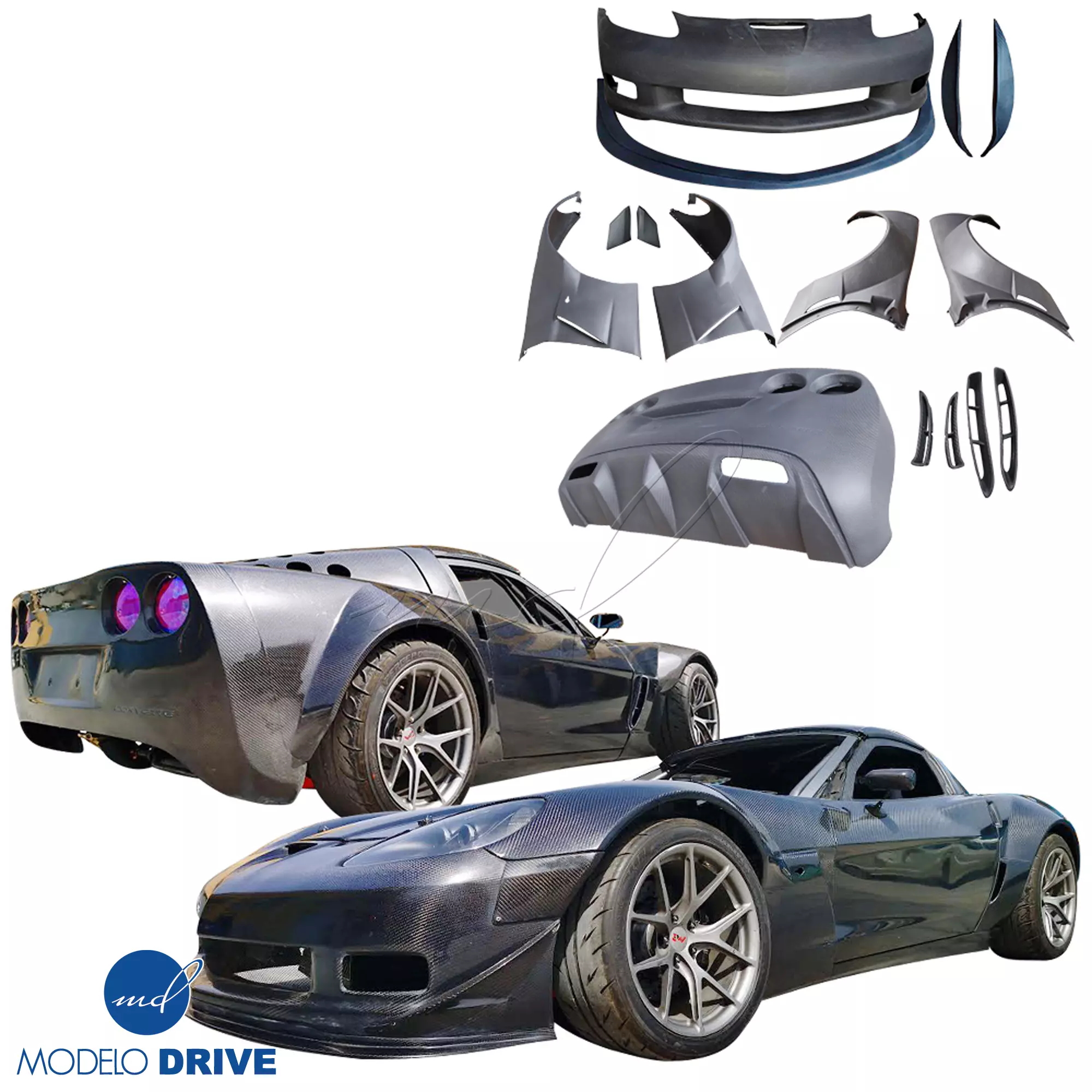 ModeloDrive Carbon Fiber GT3-XL Wide Body Kit > Chevrolet Corvette C6 2005-2013 - Image 70