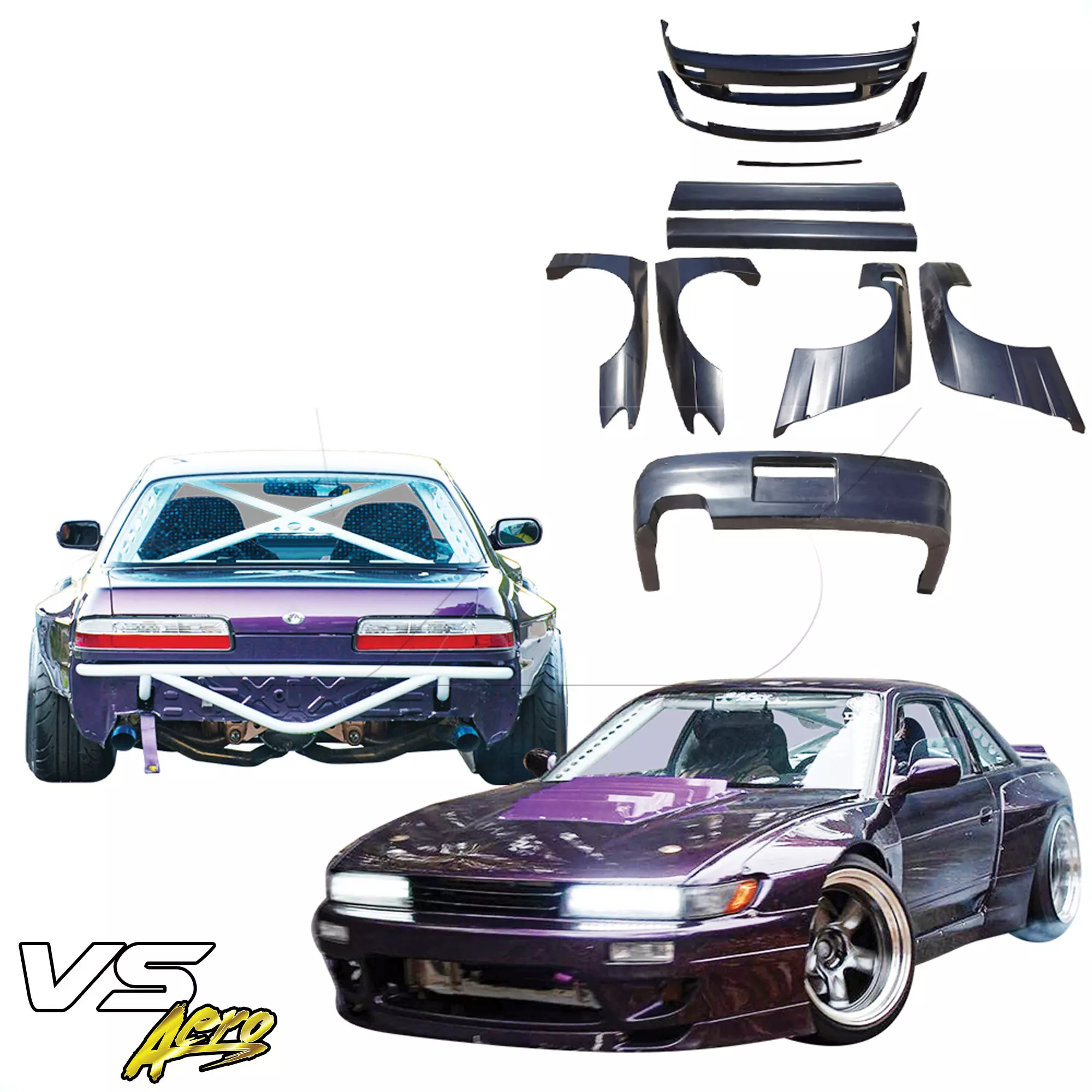 VSaero FRP TKYO v3 Wide Body Kit 10pc > Nissan Silvia S13 1989-1994 > 2dr Coupe - Image 28