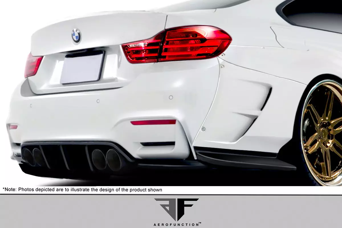 2014-2020 BMW 4 Series F32 AF-1 Wide Body Rear Diffuser ( GFK ) 4 Piece ( Must be used with Couture M4 Look Rear Bumper ) (S) - Image 2