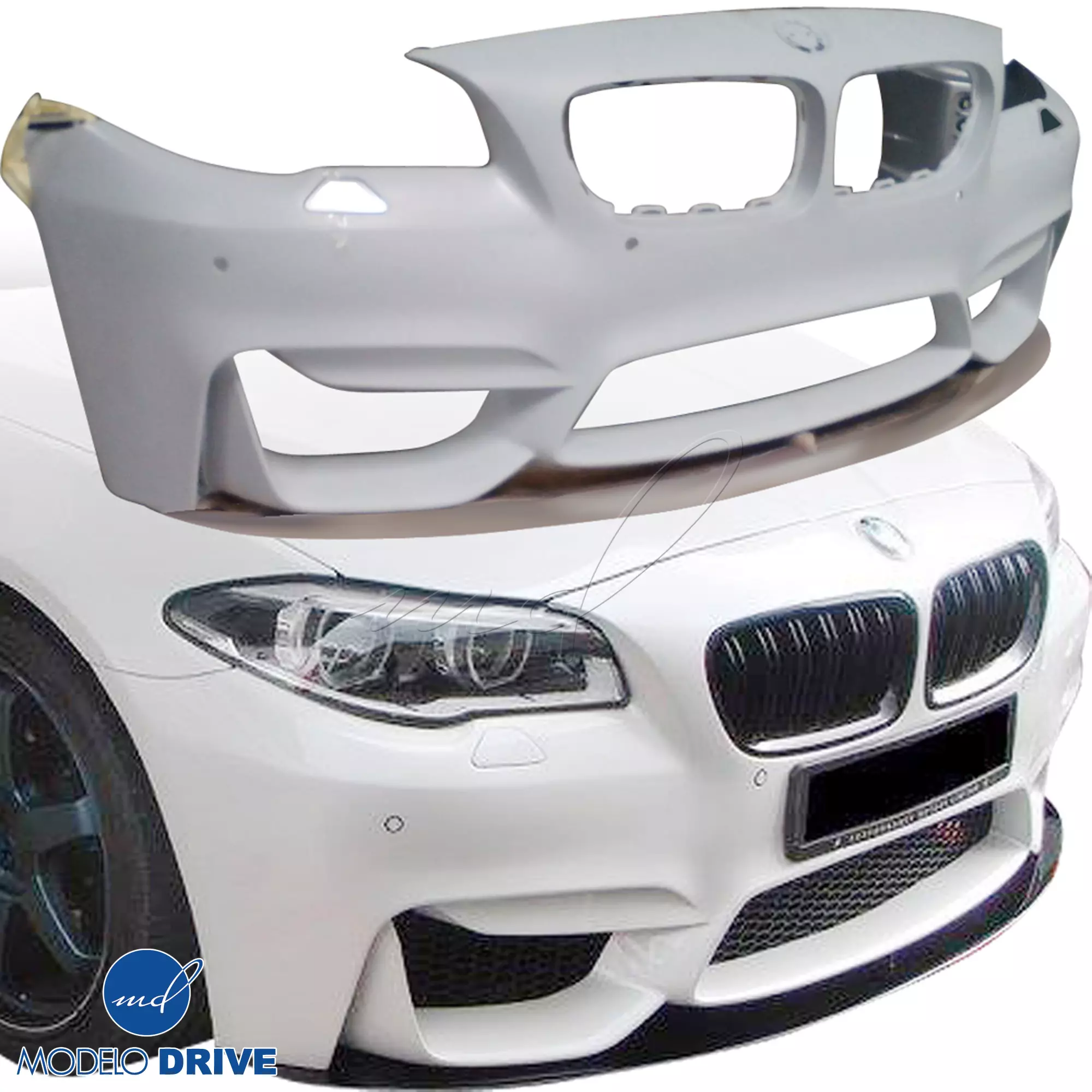 ModeloDrive FRP Type-M4 Style Front Bumper and Lip 2pc > BMW 5-Series F10 2011-2016 > 4dr - Image 1