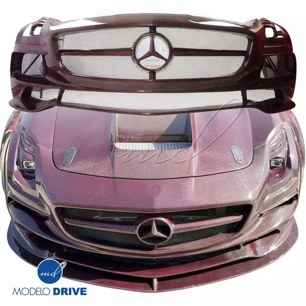 ModeloDrive Carbon Fiber BLK-GT Wide Body Front Bumper > Mercedes-Benz SLS AMG (R197) 2011-2014 - Image 1