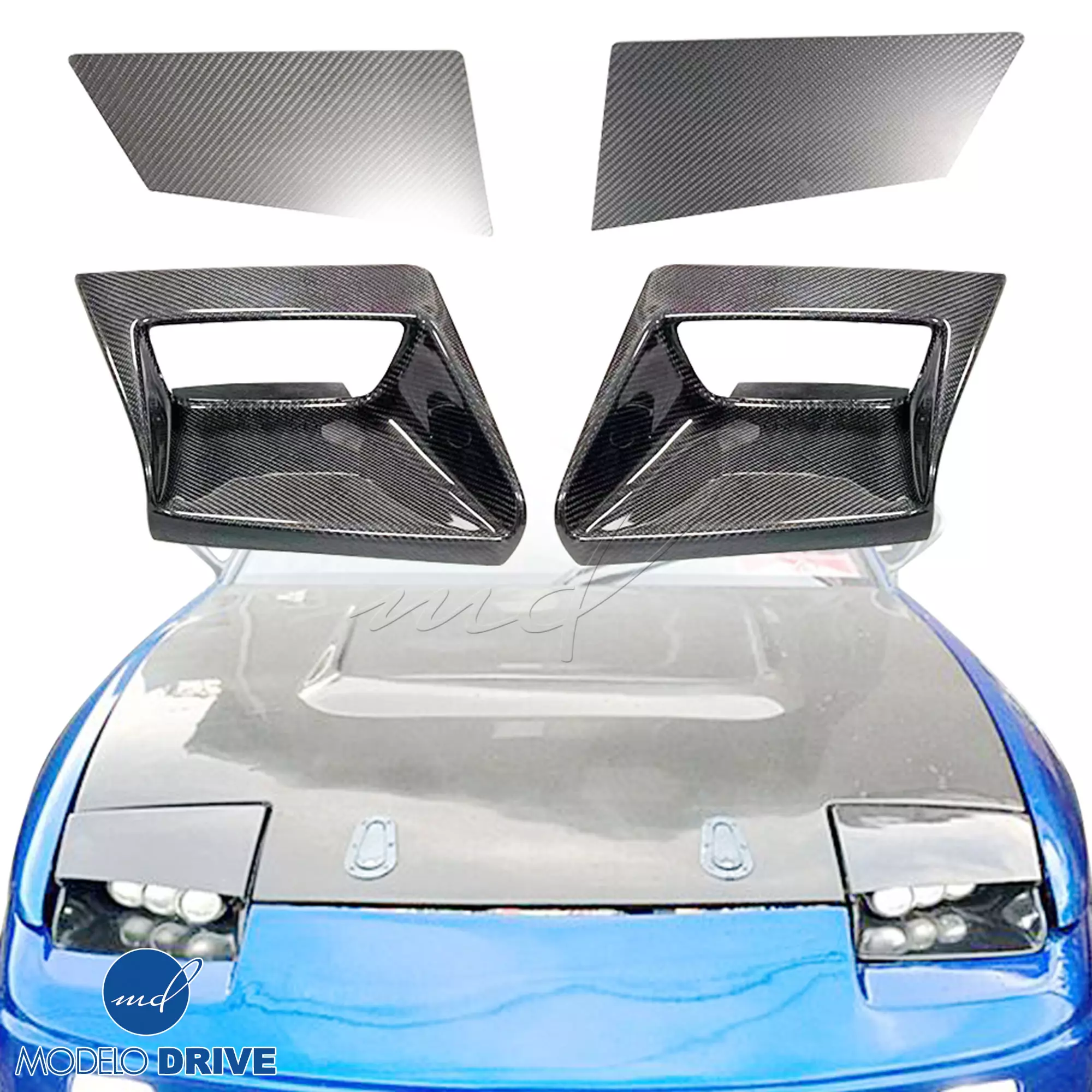 ModeloDrive Carbon Fiber SMAD Headlight Housings 4pc > Nissan 240SX 1989-1994> 2/3dr - Image 1