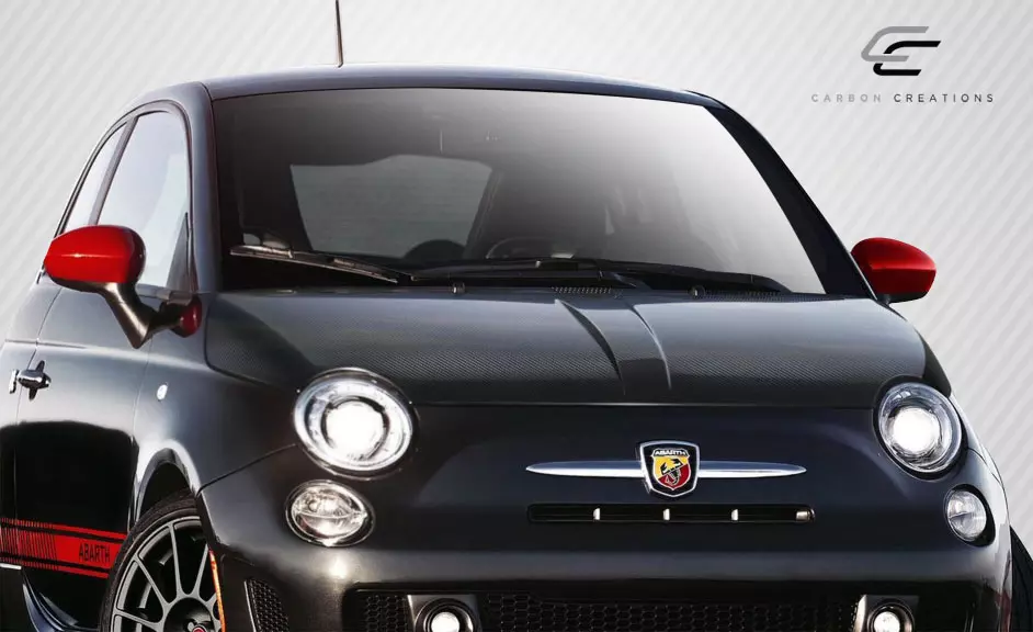 2012-2019 Fiat 500 Carbon Creations DriTech OEM Look Hood 1 Piece - Image 2