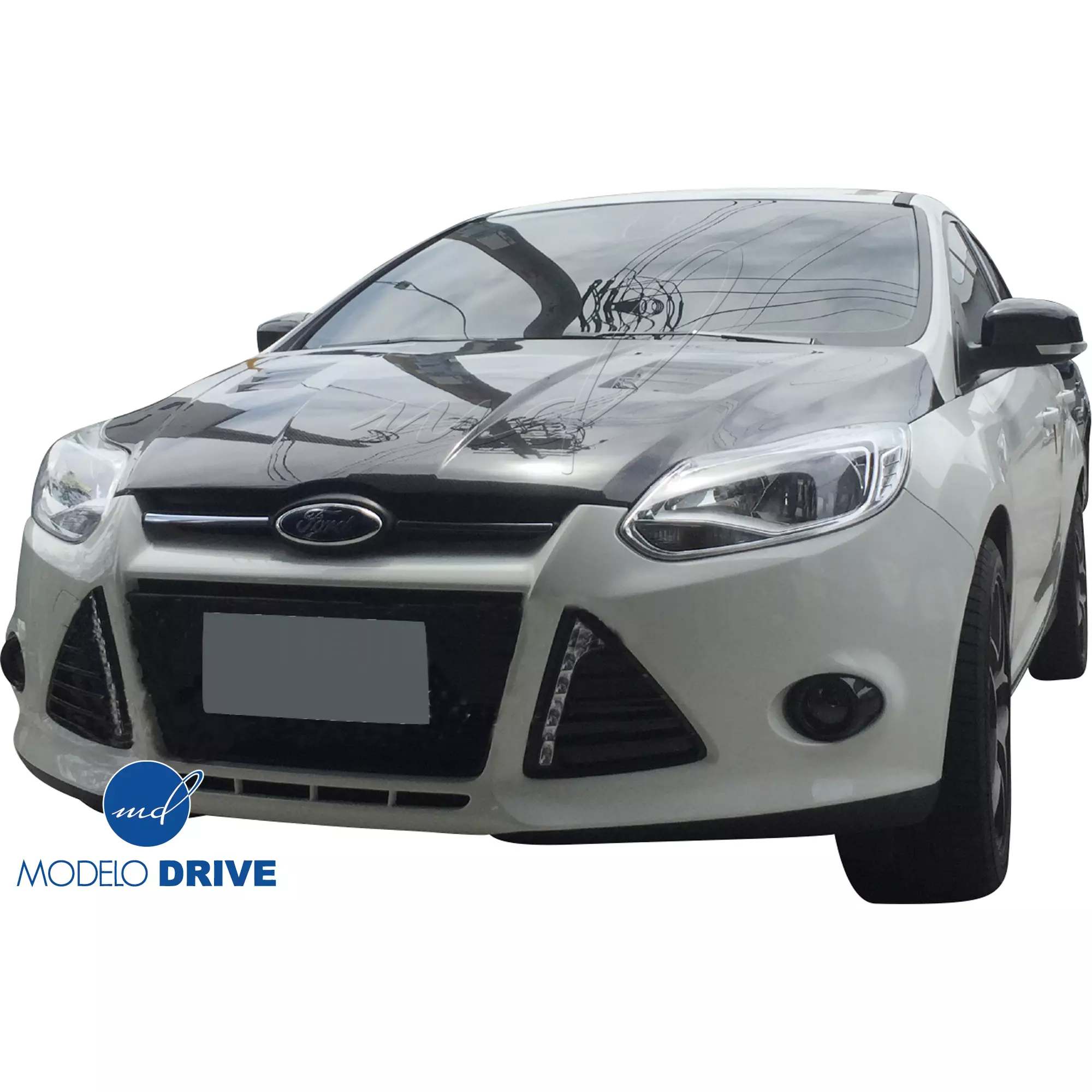 ModeloDrive Carbon Fiber KR Vented Hood > Ford Focus 2012-2014 - Image 3