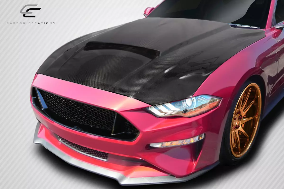 2018-2023 Ford Mustang Carbon Creations CVX Hood 1 Piece - Image 2
