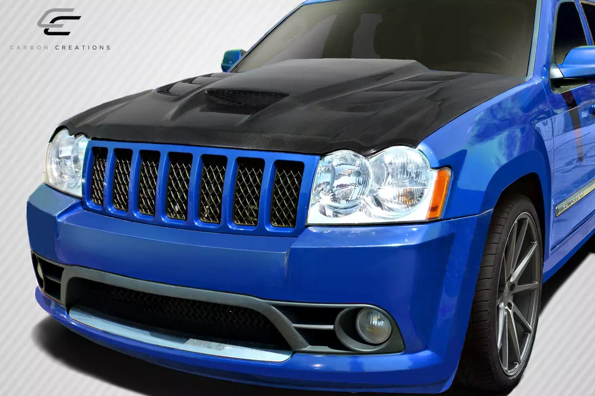 2005-2010 Jeep Grand Cherokee Carbon Creations DriTech Viper Look Hood 1 Piece - Image 2