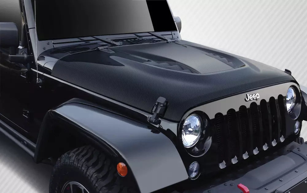 2007-2018 Jeep Wrangler Carbon Creations Power Dome Hood 1 Piece - Image 1