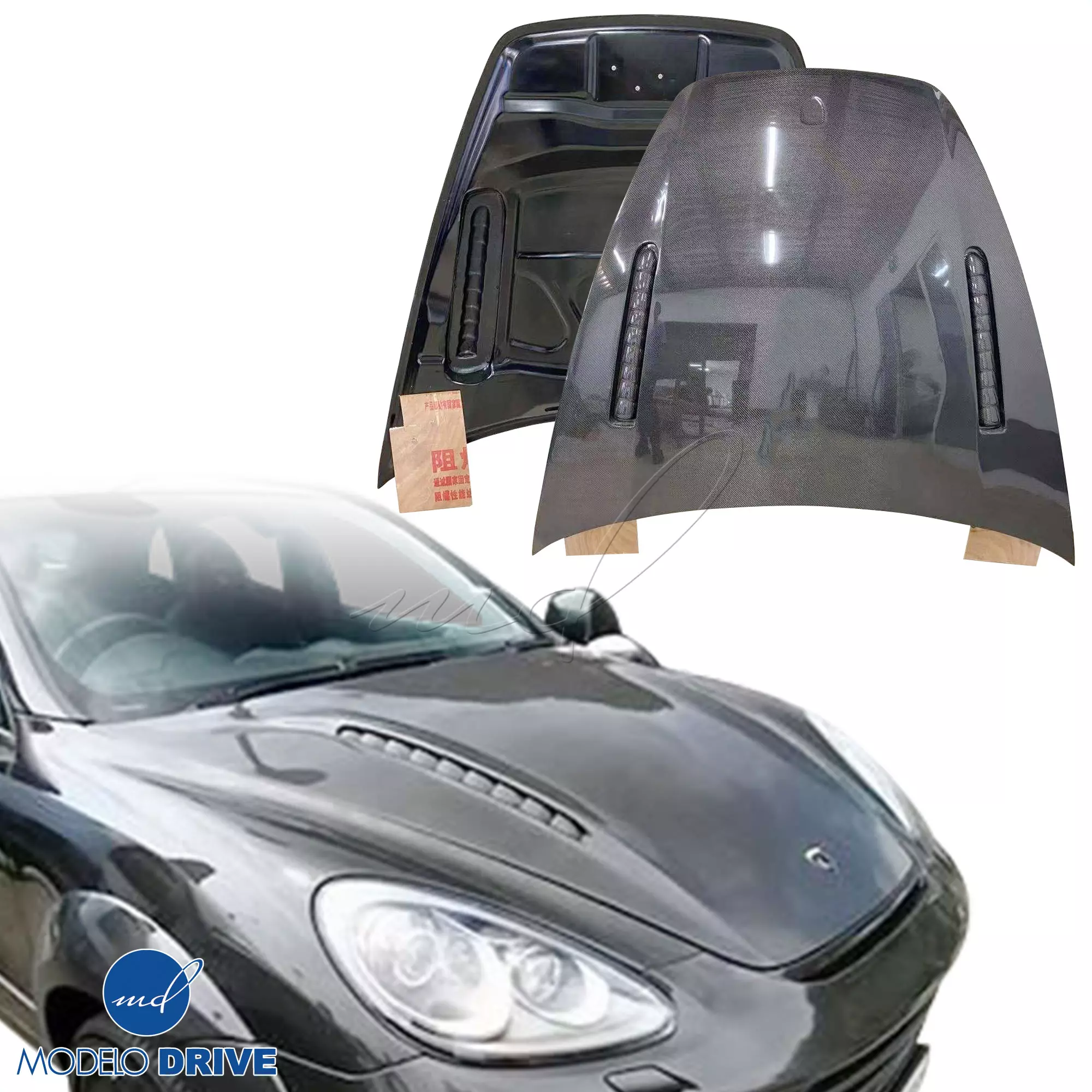 ModeloDrive Carbon Fiber LUMM Hood > Porsche Cayenne 958 2011-2014 - Image 1