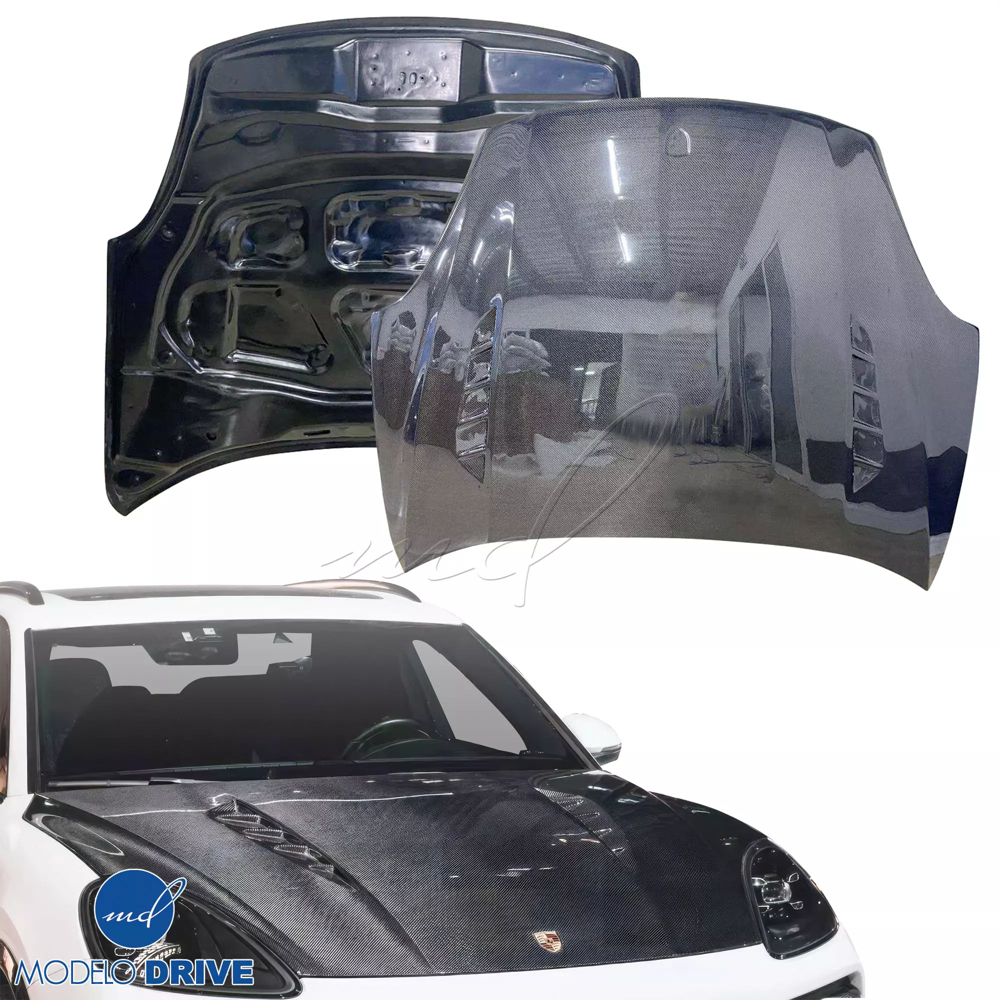 ModeloDrive Carbon Fiber MASO Hood > Porsche Cayenne (958) 2015-2018 - Image 10