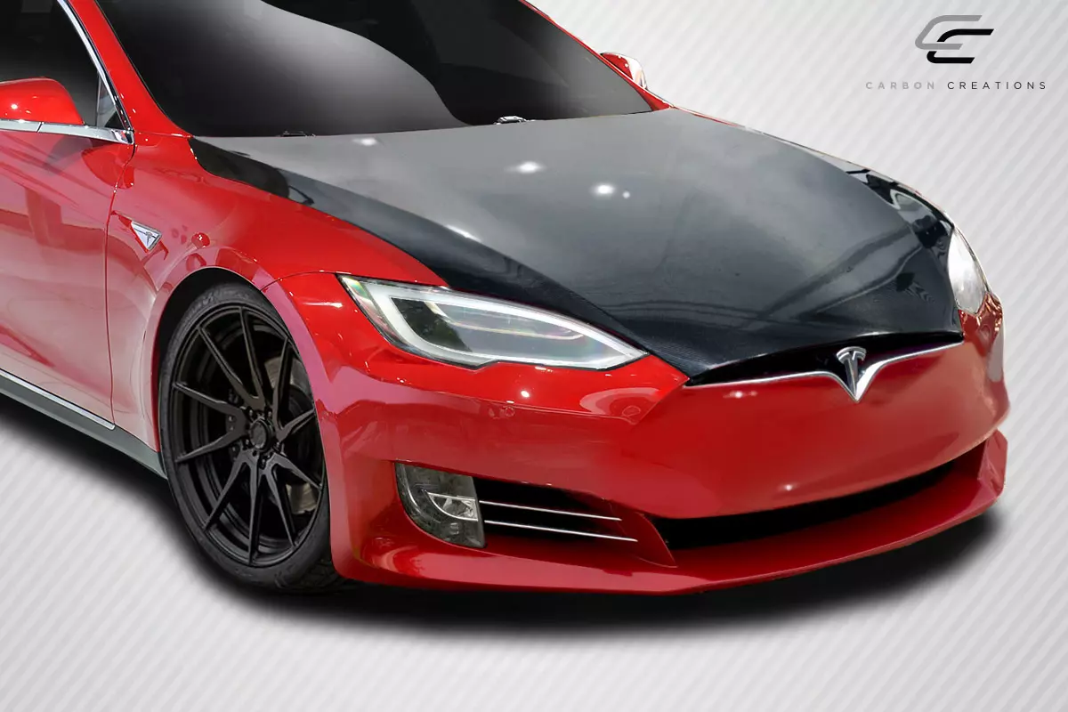 2016.5-2021.5 Tesla Model S Carbon Creations DriTech OEM Look Hood 1 Piece - Image 2