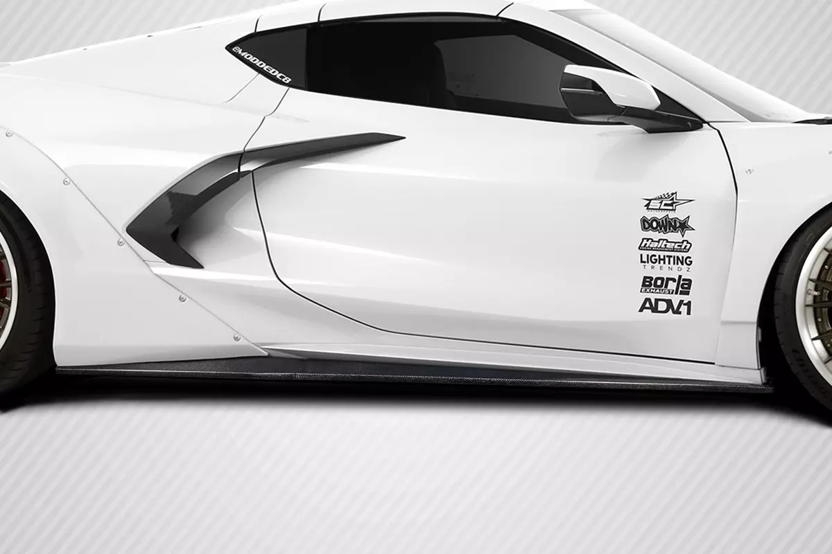 2020-2023 Chevrolet Corvette C8 Carbon Creations Gran Veloce Wide Body Side Skirt Rocker Panel Splitters 2 Pieces - Image 1