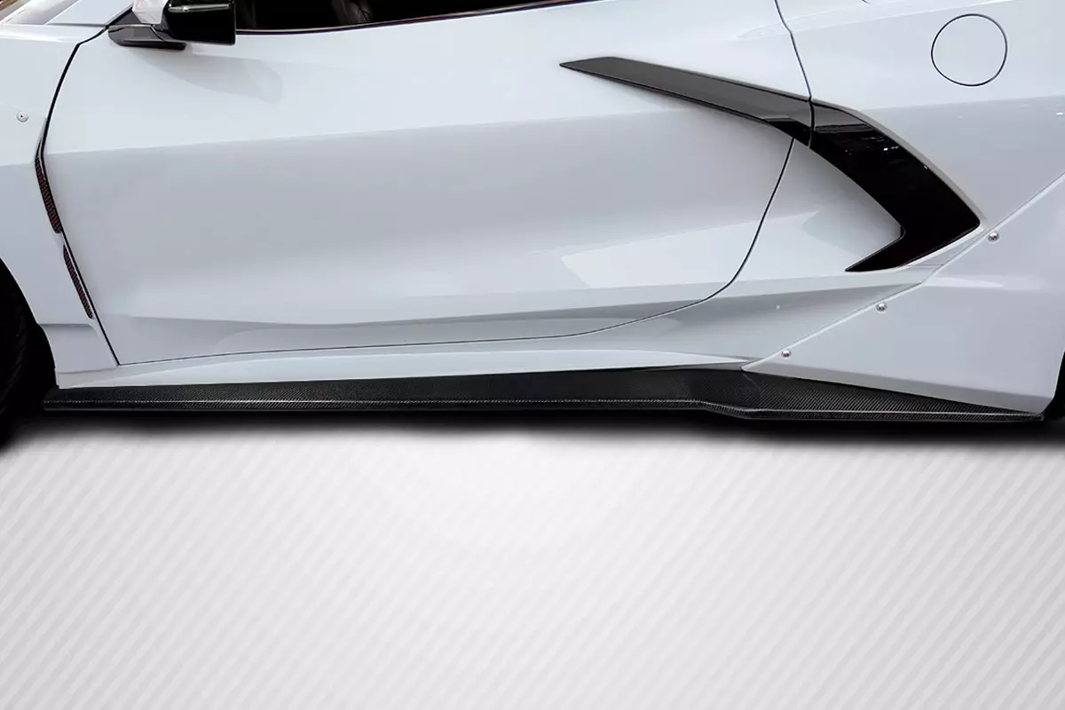 2020-2023 Chevrolet Corvette C8 Carbon Creations Gran Veloce Wide Body Side Skirt Rocker Panel Splitters 2 Pieces - Image 2