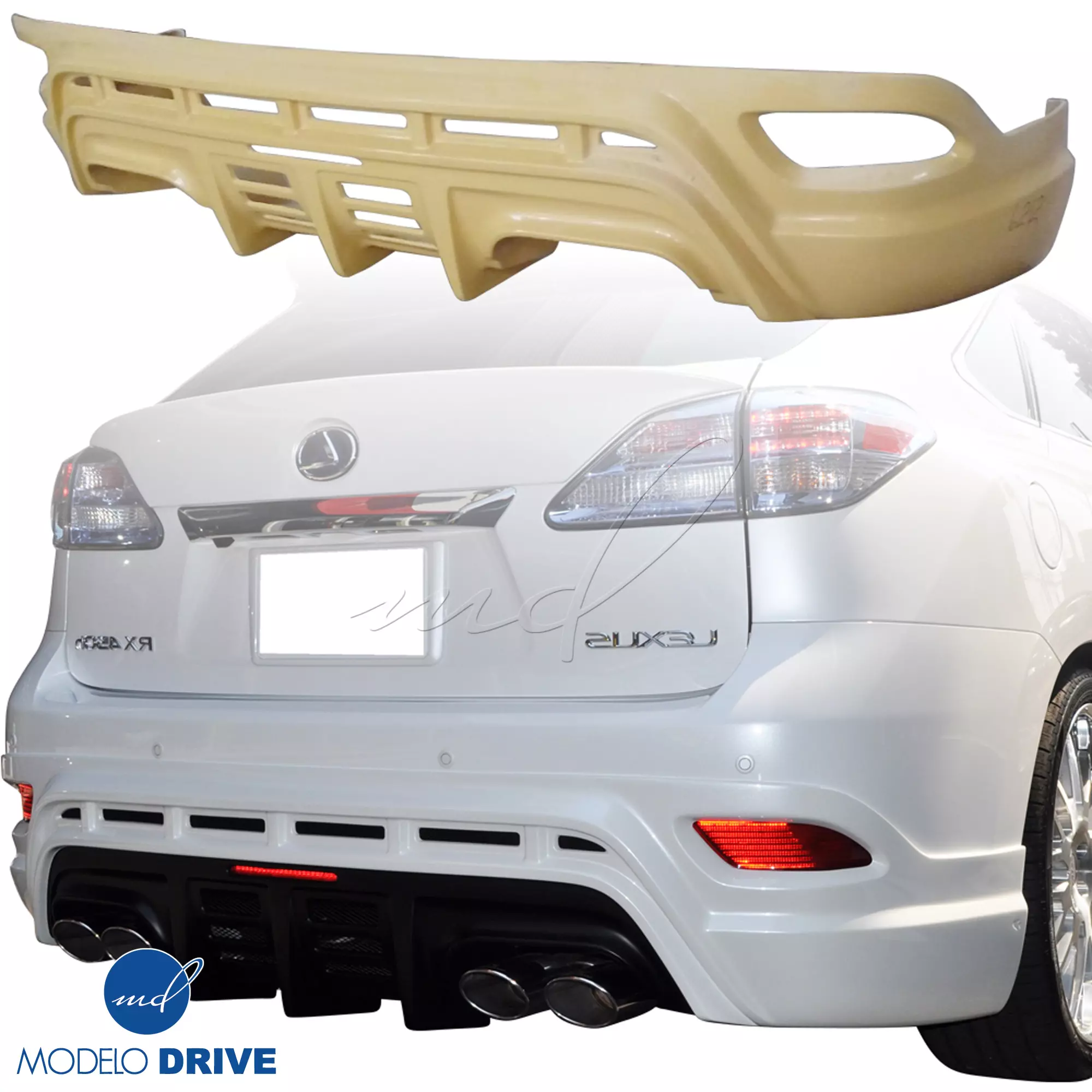 ModeloDrive FRP WAL BISO Rear Add-on Valance > Lexus RX-Series RX350 RX450 2010-2013 - Image 1