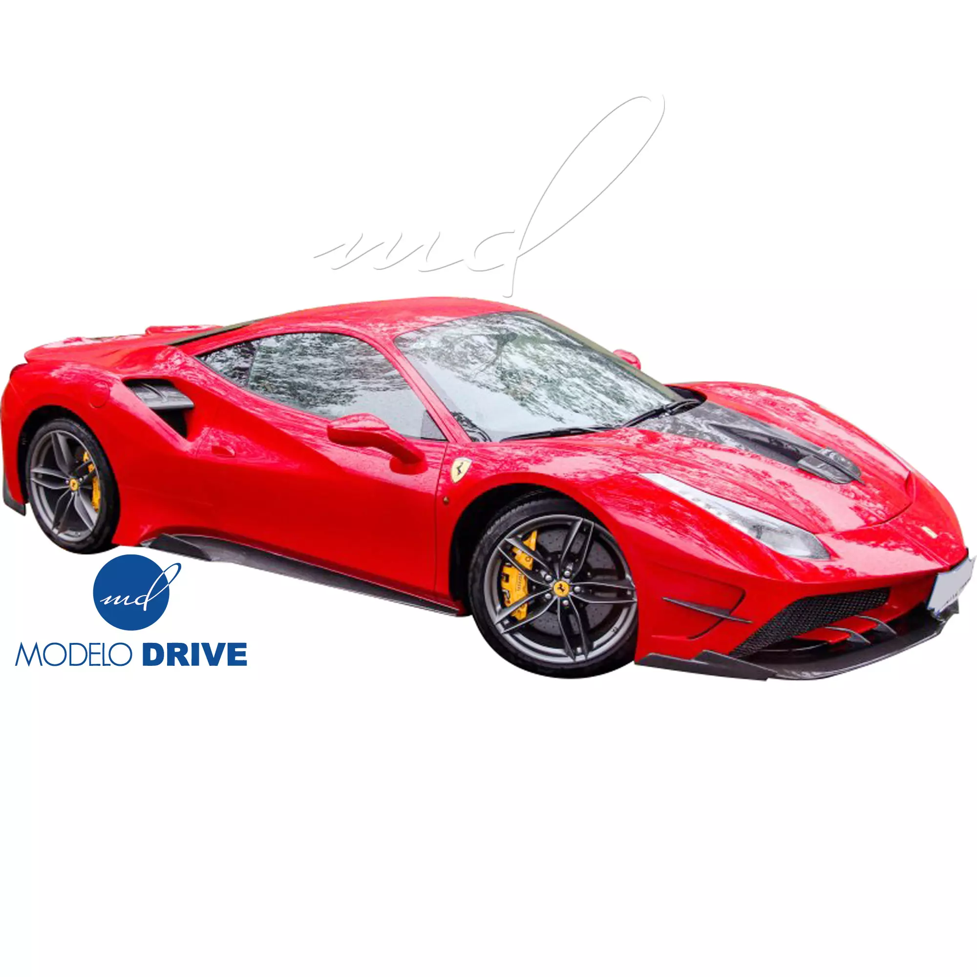 ModeloDrive Partial Carbon Fiber MDES Side Skirts > Ferrari 488 GTB F142M 2016-2019 - Image 1
